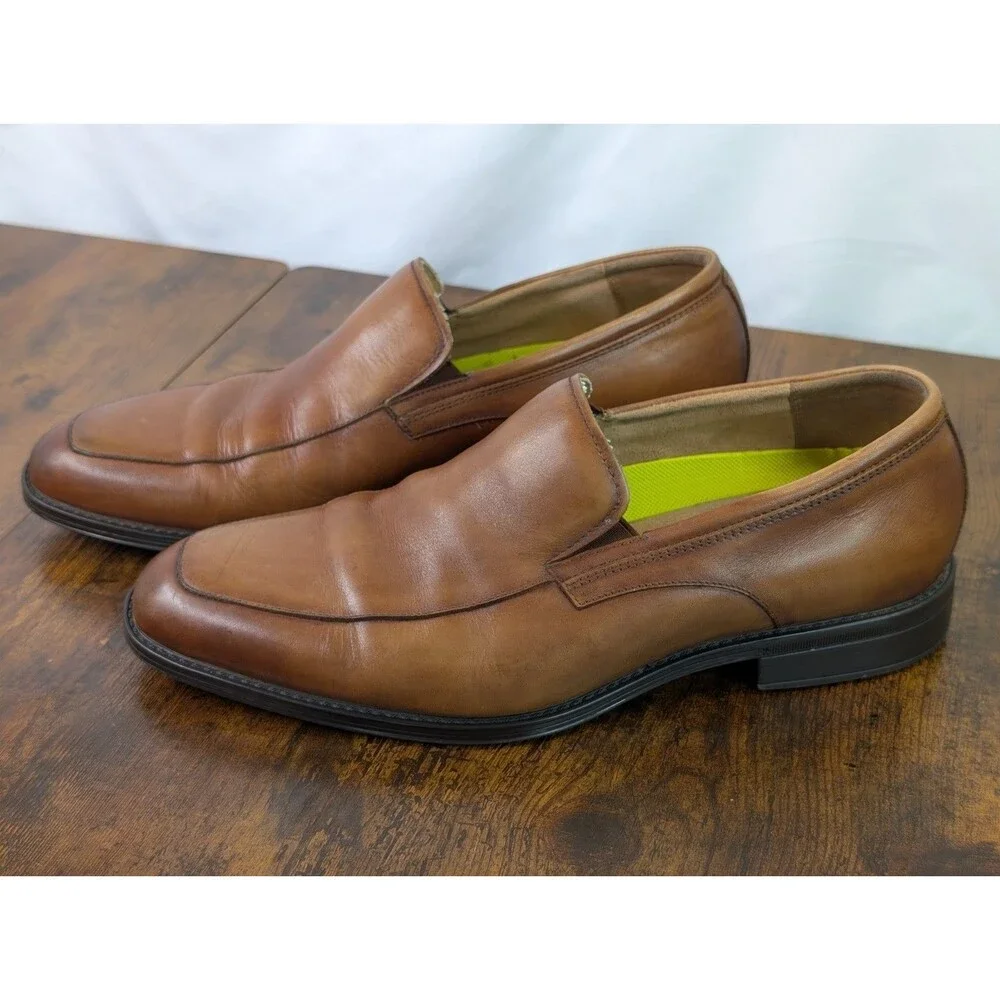 Men’s Mid Town Moc Toe Slip On Loafer Leather Dress Shoes Florsheim Cognac 7.5M